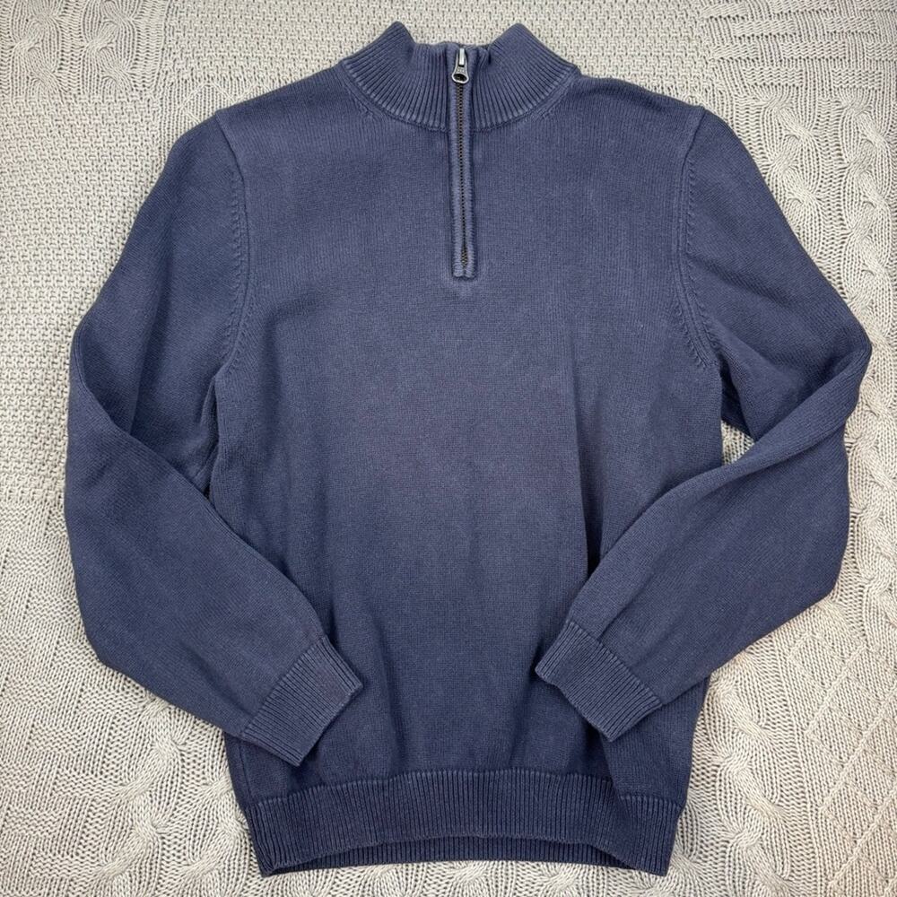 Brooks Brothers Fleece Boys Deep Blue 1/4 Zip-Up Pullover Sweater ~ M/8